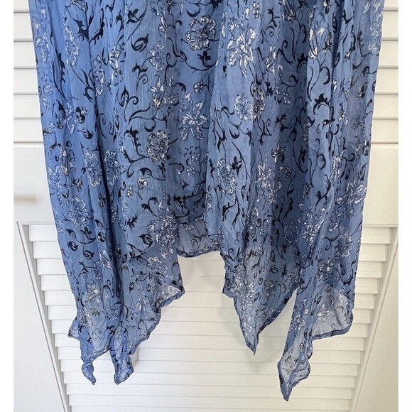 Lucky Brand Layla Scarf Dress Womens Small Blue Floral Strappy Flowy Sheer Boho - Picture 11 of 14